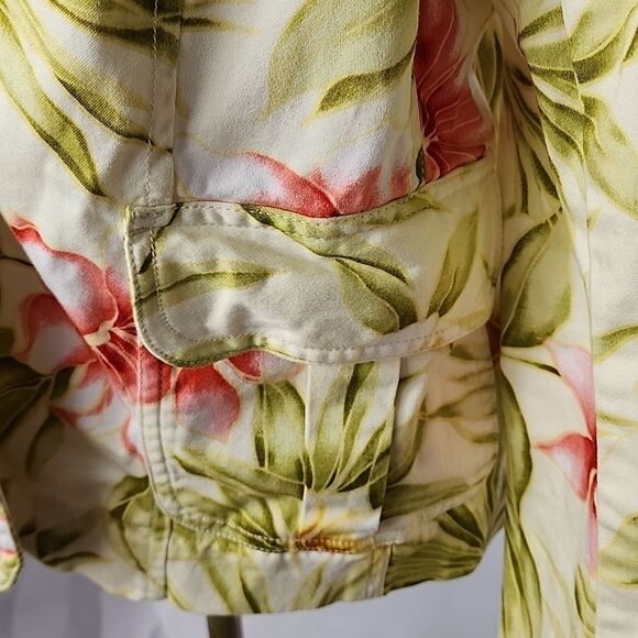 Tropical Floral & Palm Jacket/Blazer Size L Vintage Jamaica Bay - Picture 4 of 7